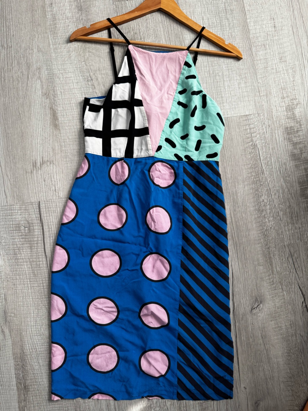 Alala Colorblock Patchwork Midi Slip Dress in Blue, Pink, Mint, Black, White